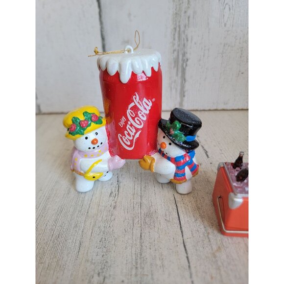 Vintage coca cola snowman ice coke ornament Xmas set unique - Picture 3 of 7